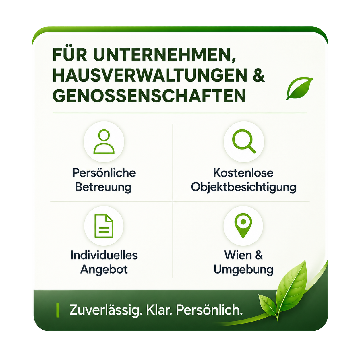 Persönliche Betreuung und kostenlose Objektbesichtigung für Unternehmen, Hausverwaltungen und Genossenschaften